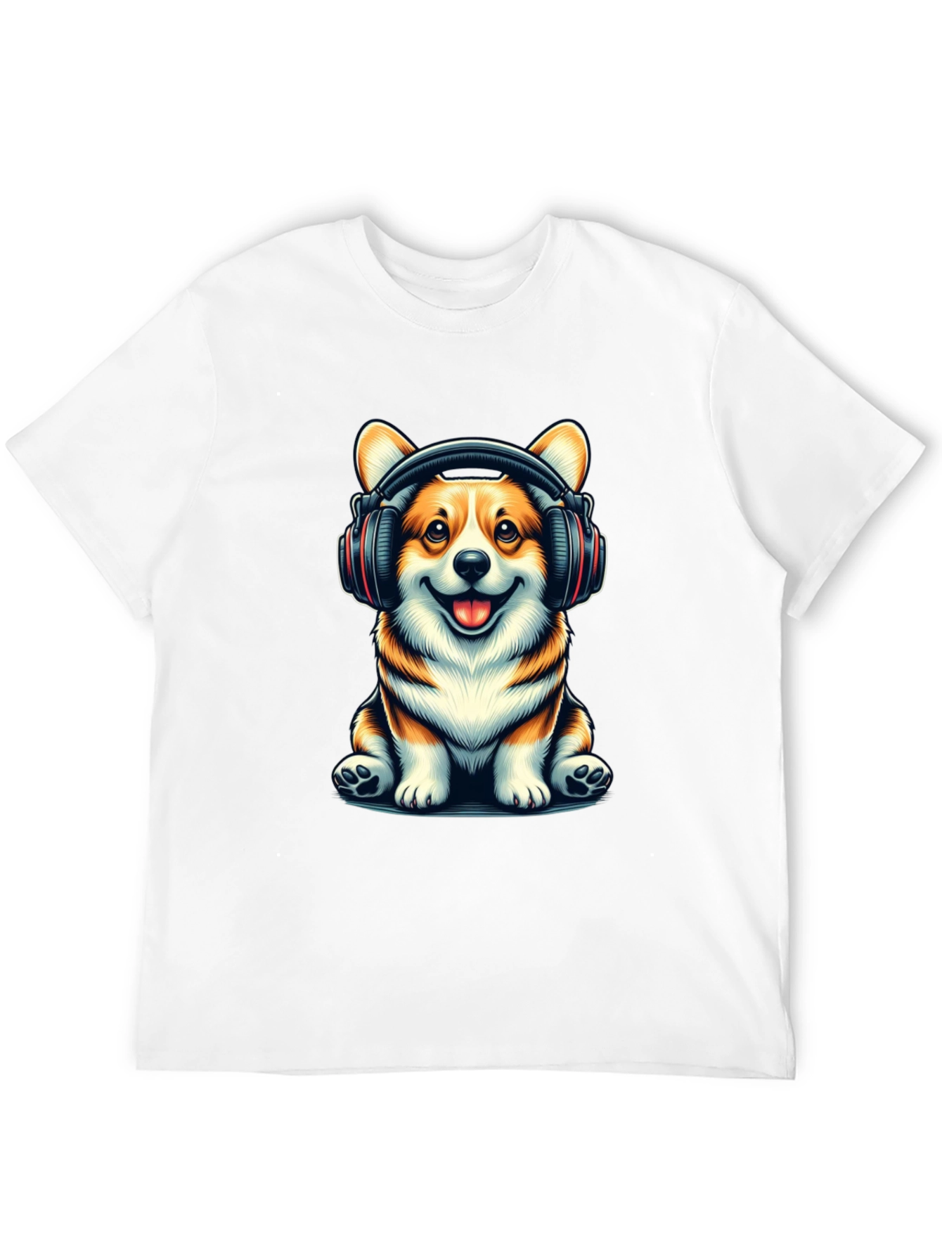 Corgi Headphones Graphic T-Shirt