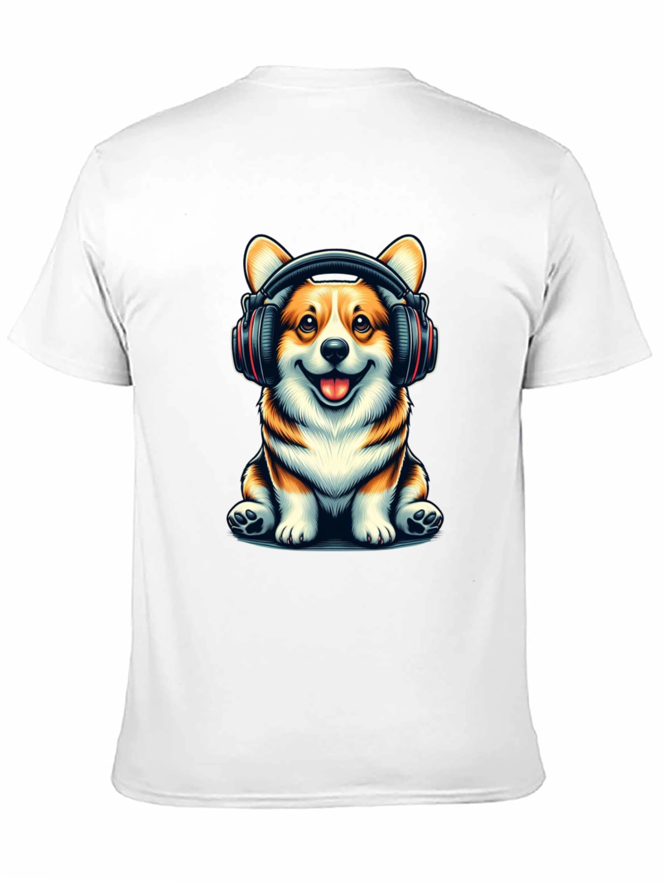 Corgi Headphones Graphic T-Shirt