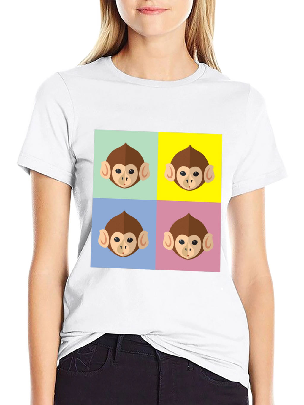 Funky Monkey Face Pop Art Graphic T-Shirt