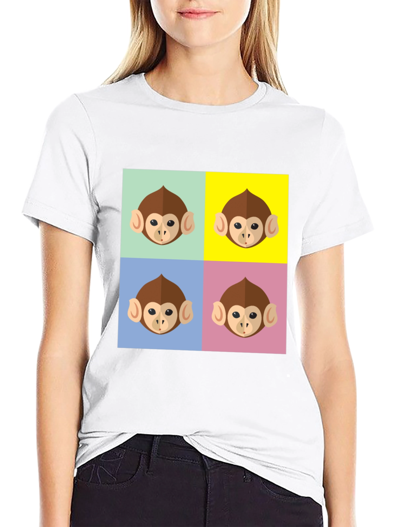 Funky Monkey Face Pop Art Graphic T-Shirt