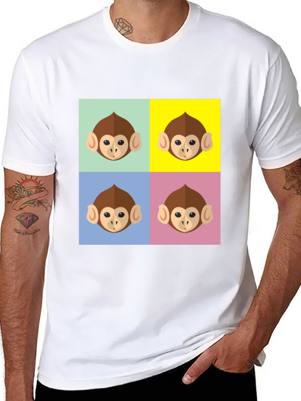 Funky Monkey Face Pop Art Graphic T-Shirt