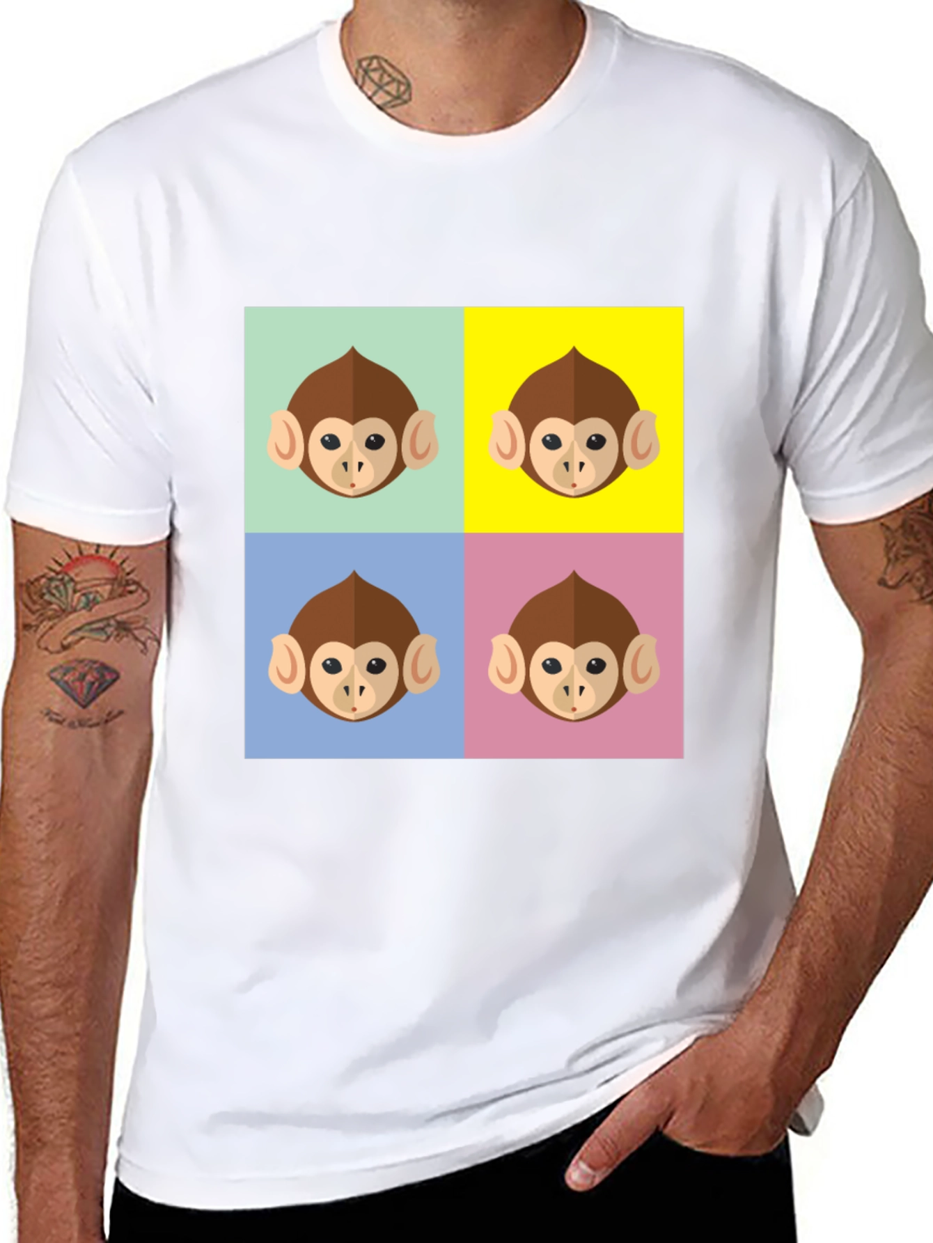 Funky Monkey Face Pop Art Graphic T-Shirt