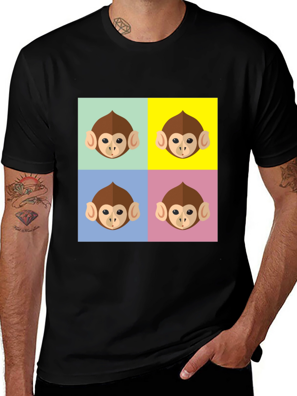 Funky Monkey Face Pop Art Graphic T-Shirt