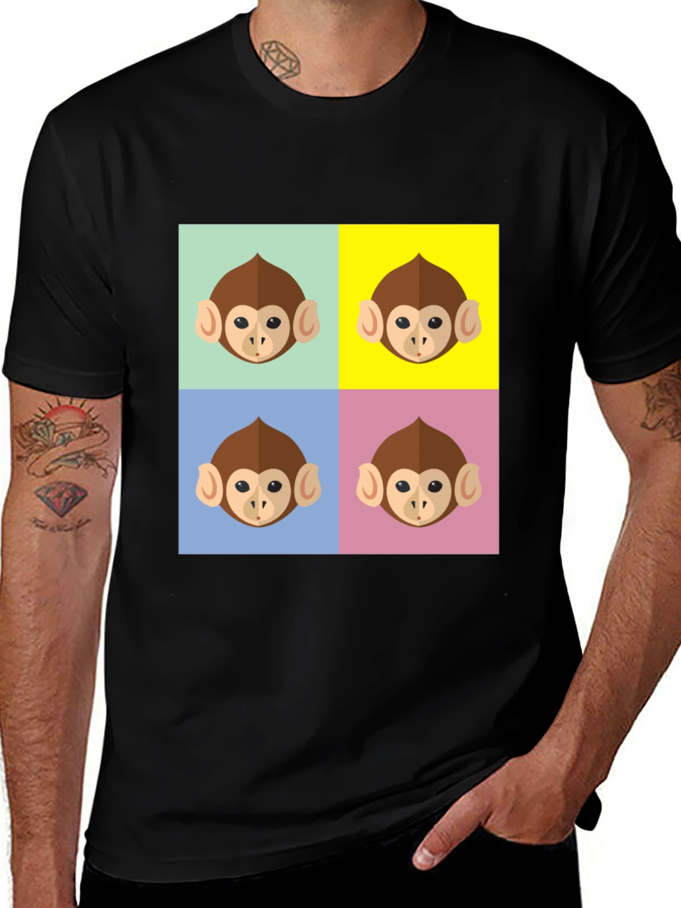Funky Monkey Face Pop Art Graphic T-Shirt