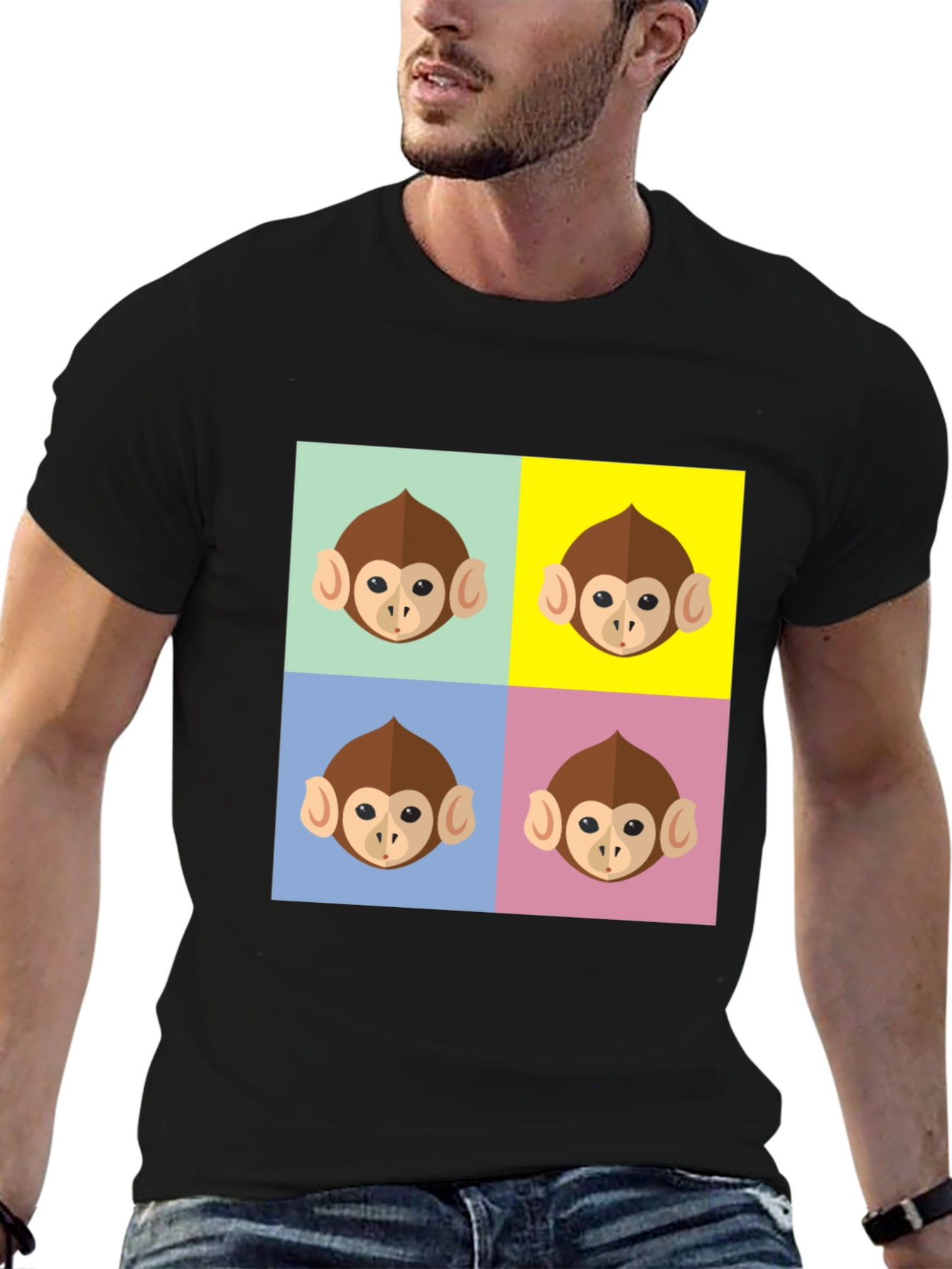 Funky Monkey Face Pop Art Graphic T-Shirt