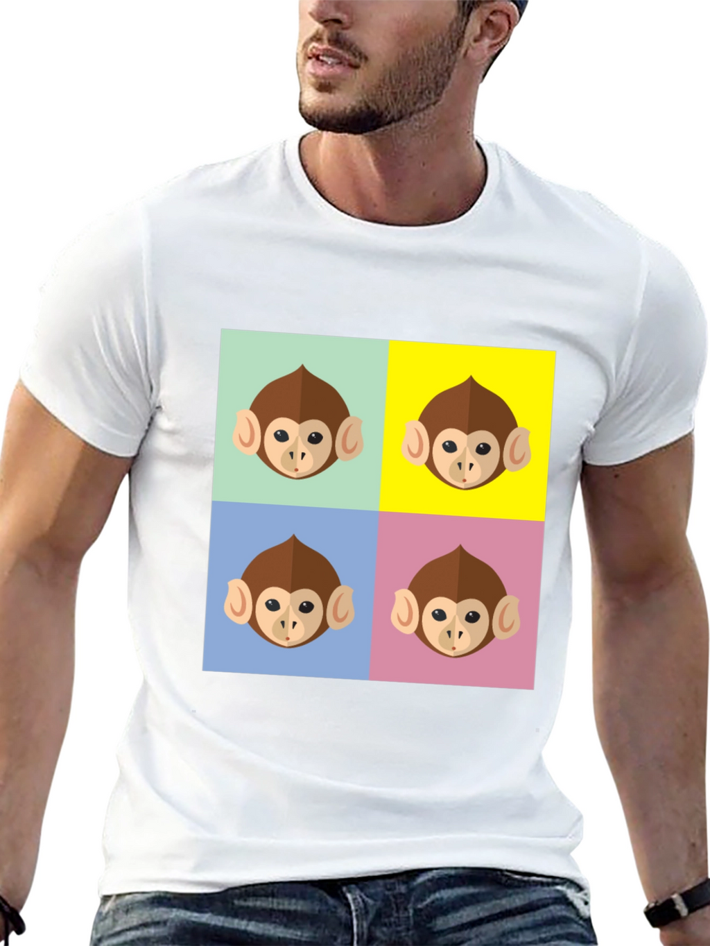 Funky Monkey Face Pop Art Graphic T-Shirt