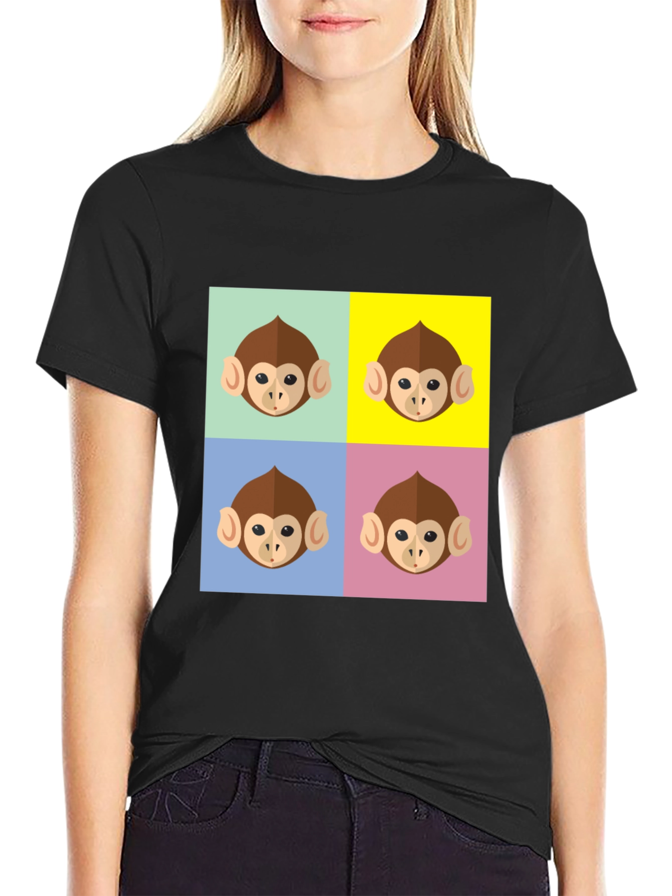 Funky Monkey Face Pop Art Graphic T-Shirt