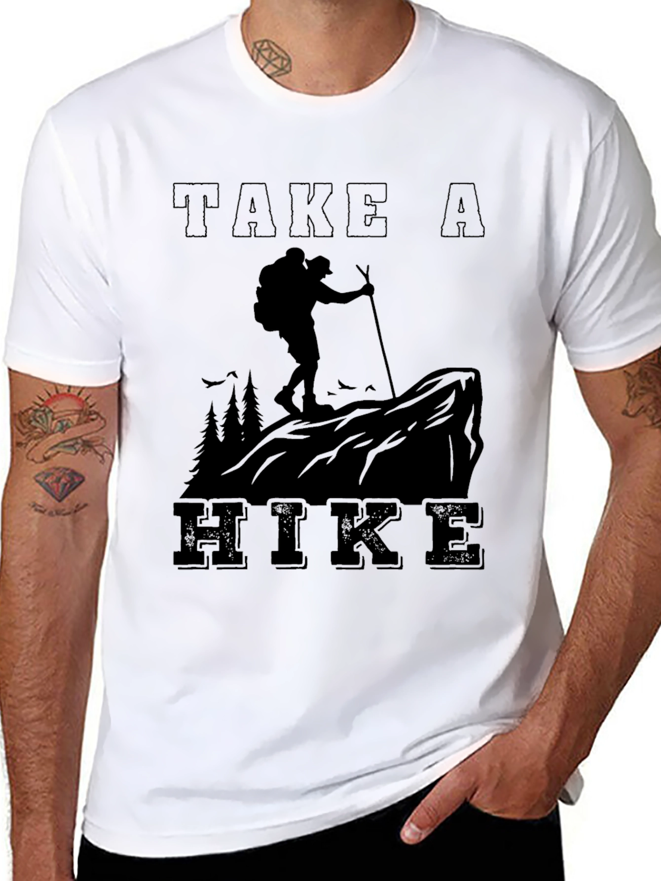 Take A Hike Graphic Tee - Black Cotton Blend