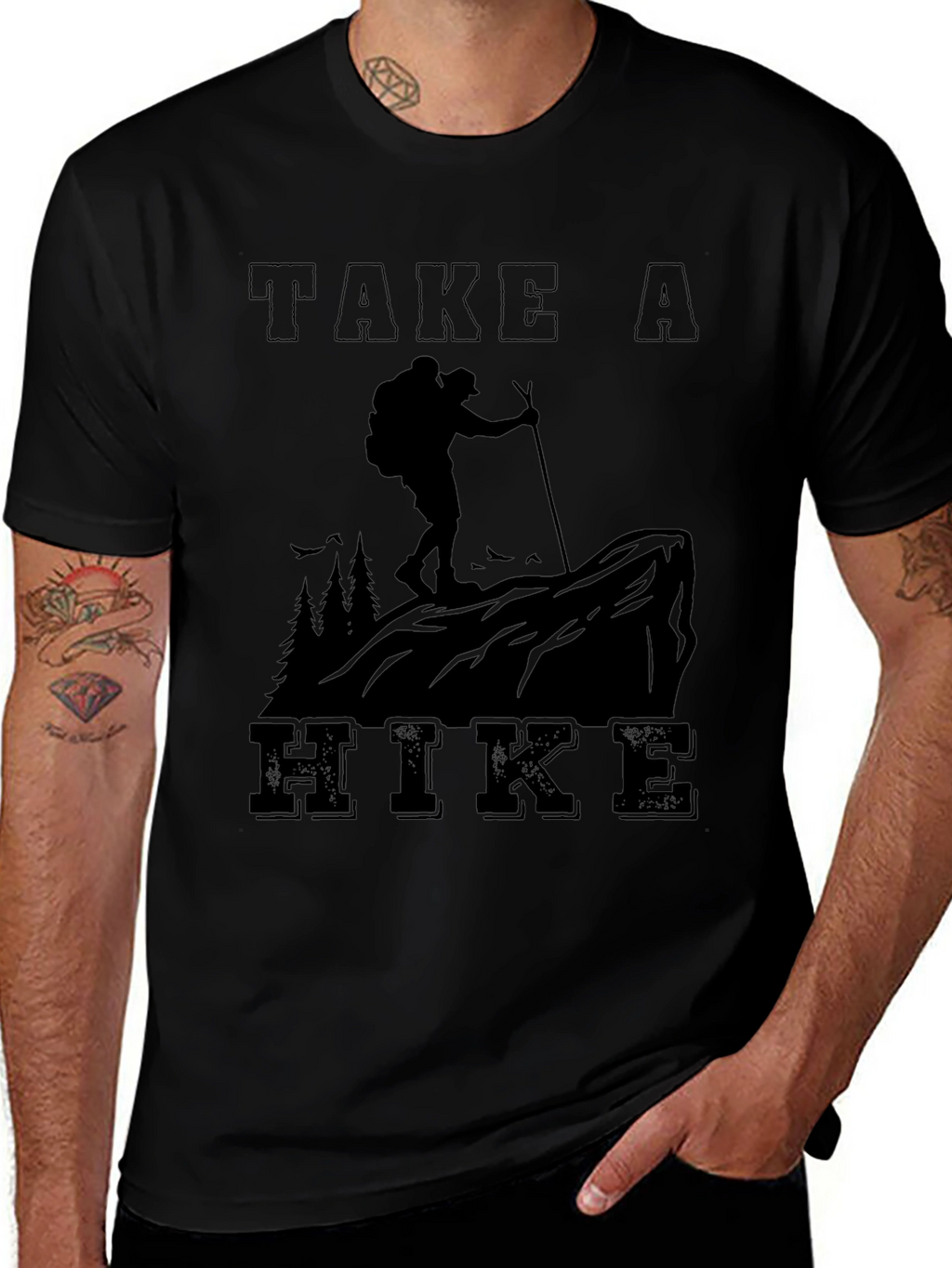 Take A Hike Graphic Tee - Black Cotton Blend