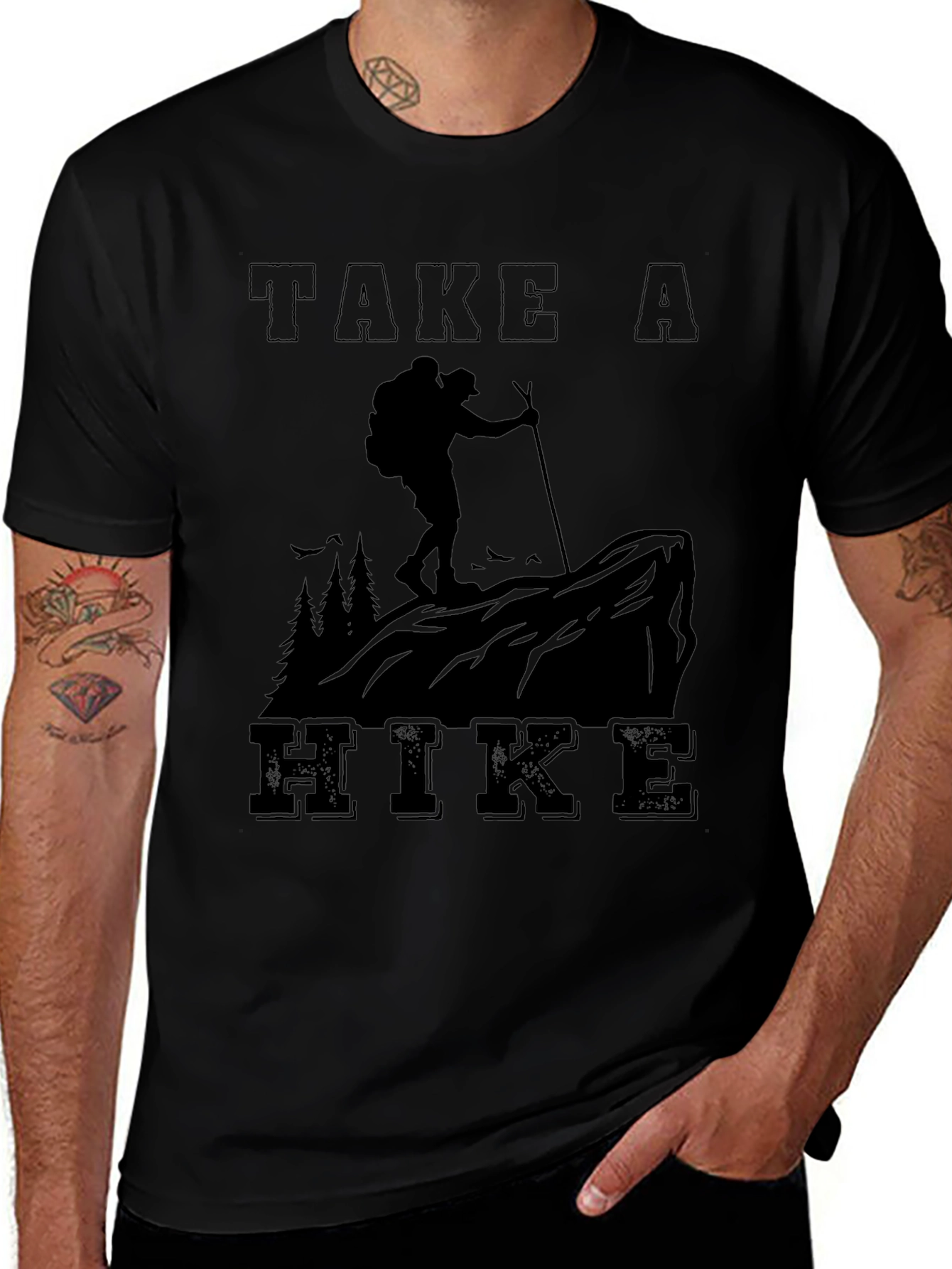 Take A Hike Graphic Tee - Black Cotton Blend