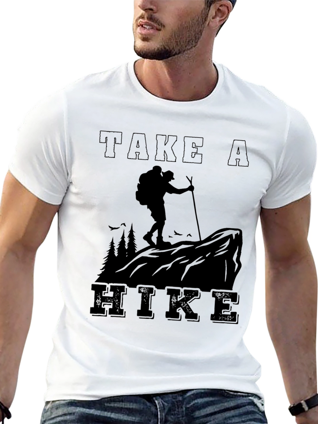 Take A Hike Graphic Tee - Black Cotton Blend
