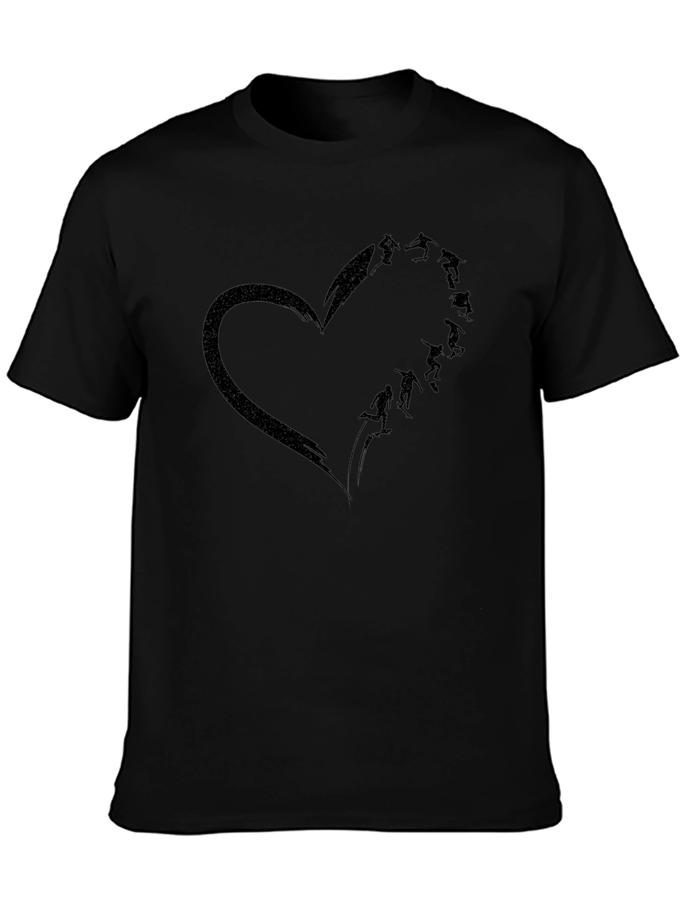 Skateboarding Heart Tee - Black Graphic T-Shirt