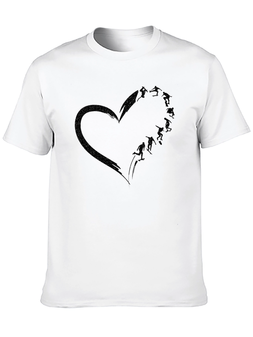 Skateboarding Heart Tee - Black Graphic T-Shirt