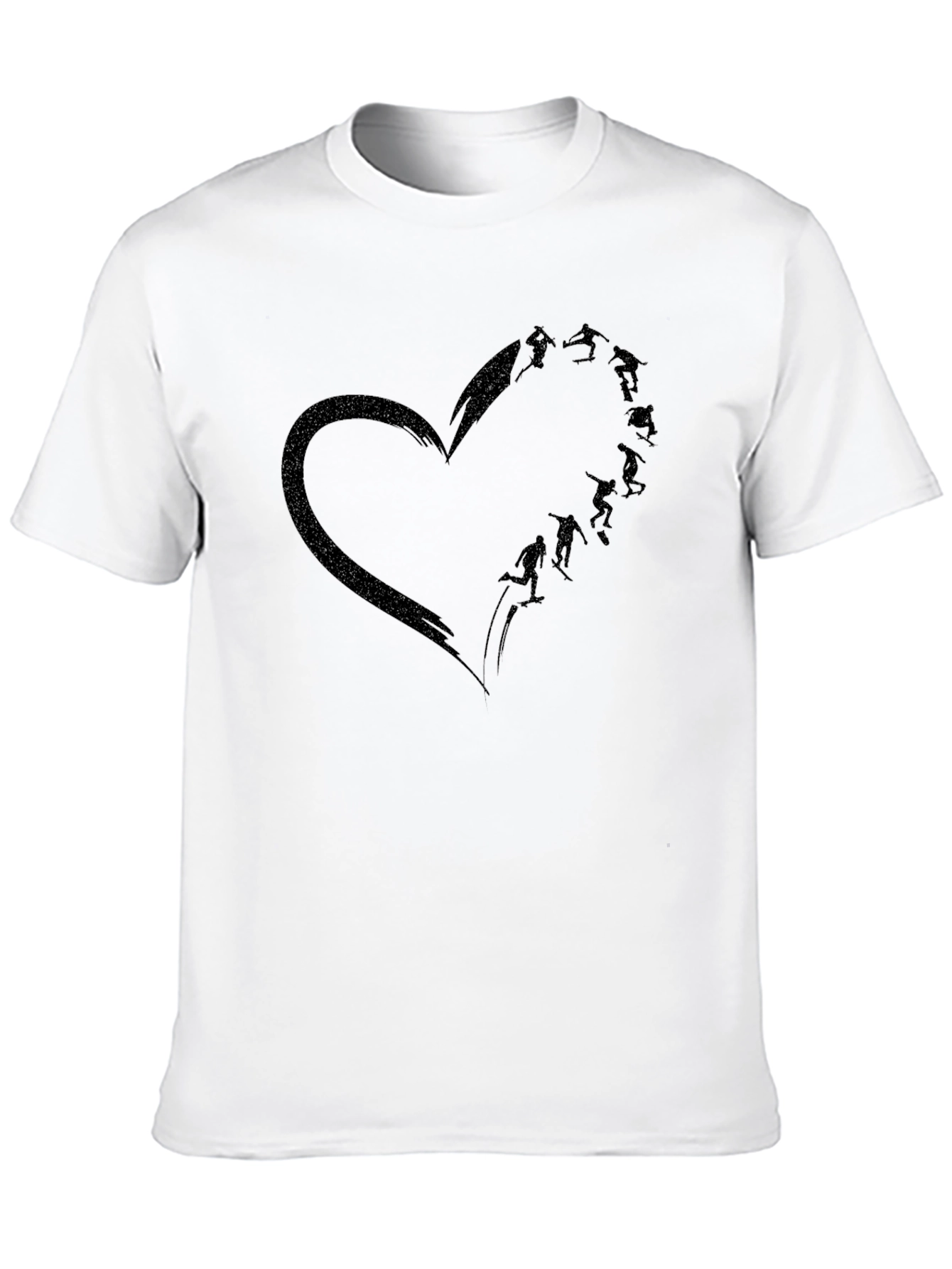 Skateboarding Heart Tee - Black Graphic T-Shirt