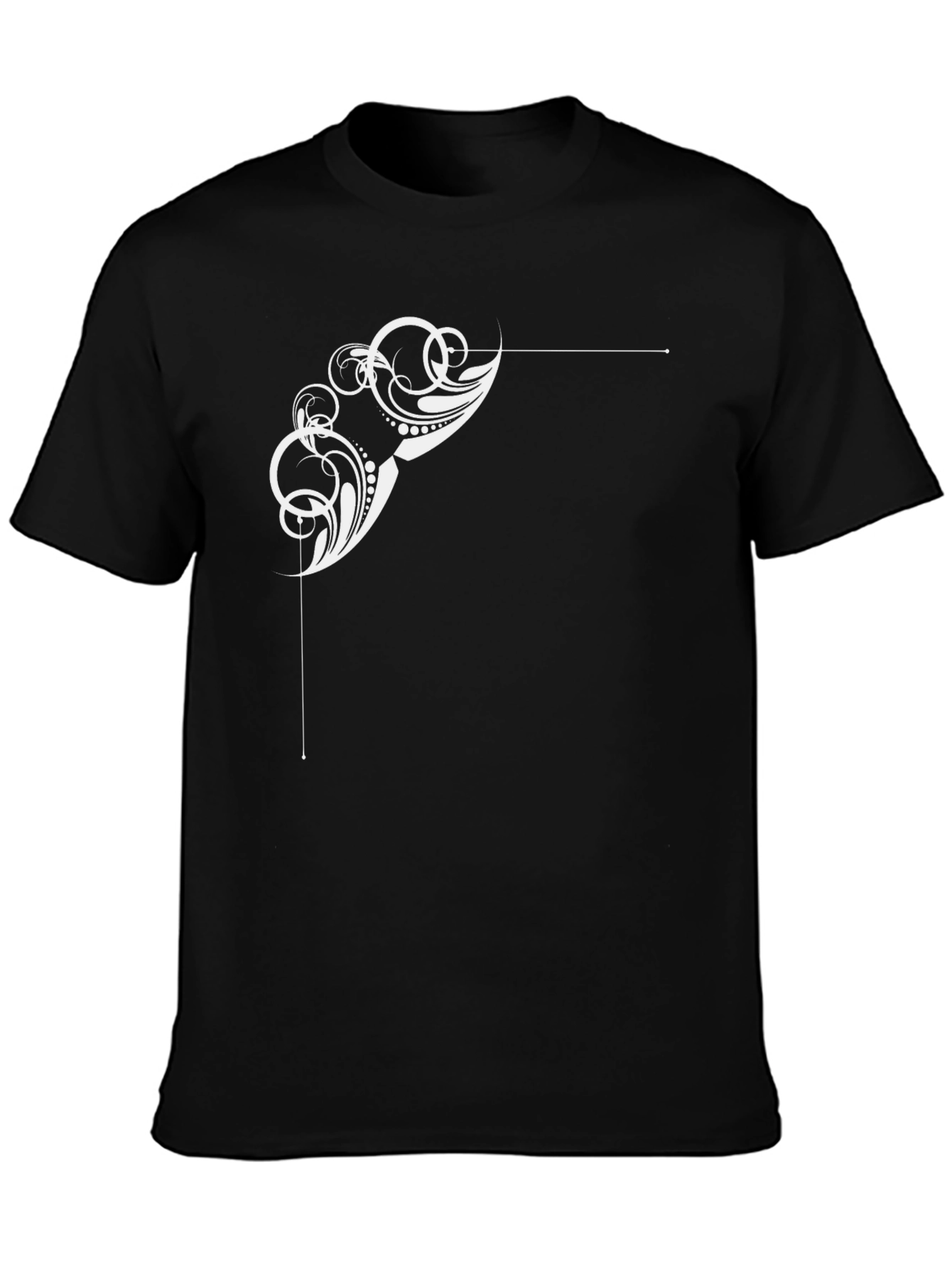 Stylish Black T-Shirt with Abstract White Design