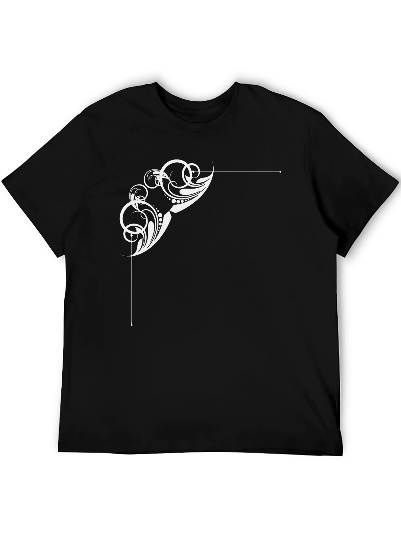 Stylish Black T-Shirt with Abstract White Design