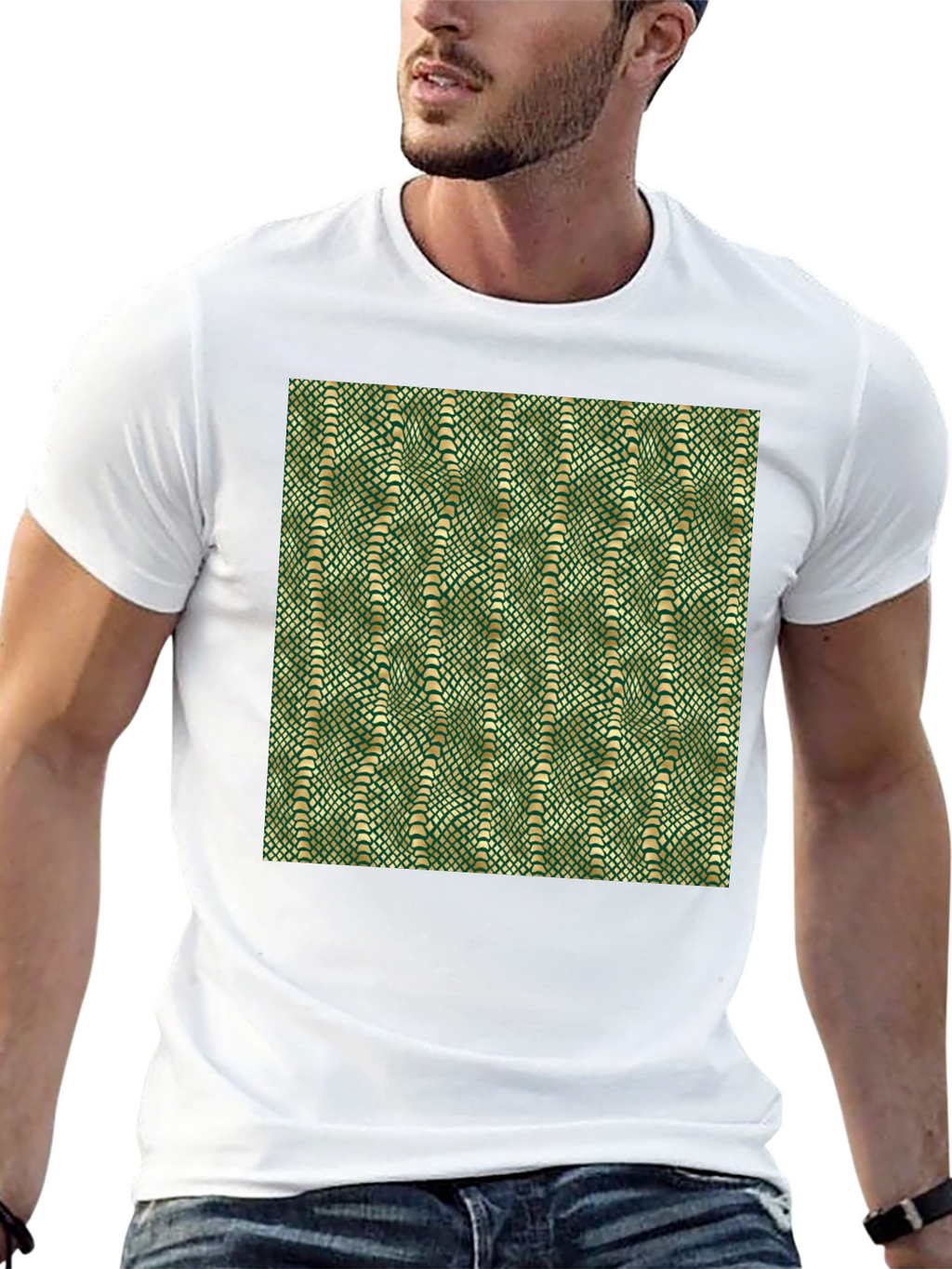 Green Snake Skin Pattern Graphic T-Shirt