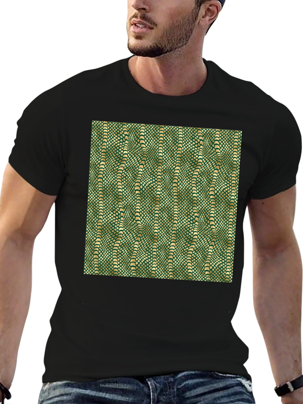 Green Snake Skin Pattern Graphic T-Shirt