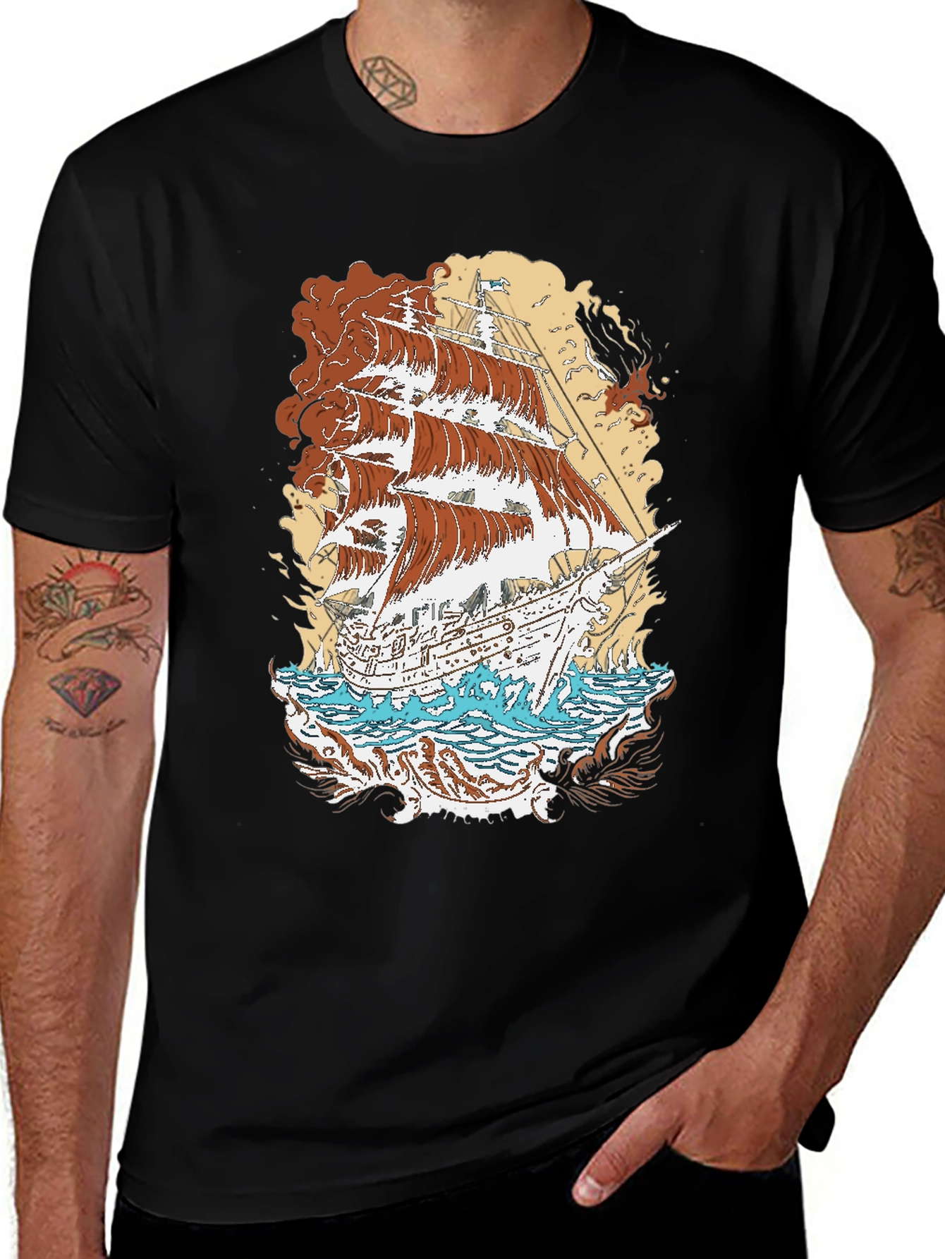 Vintage Ship Graphic T-Shirt