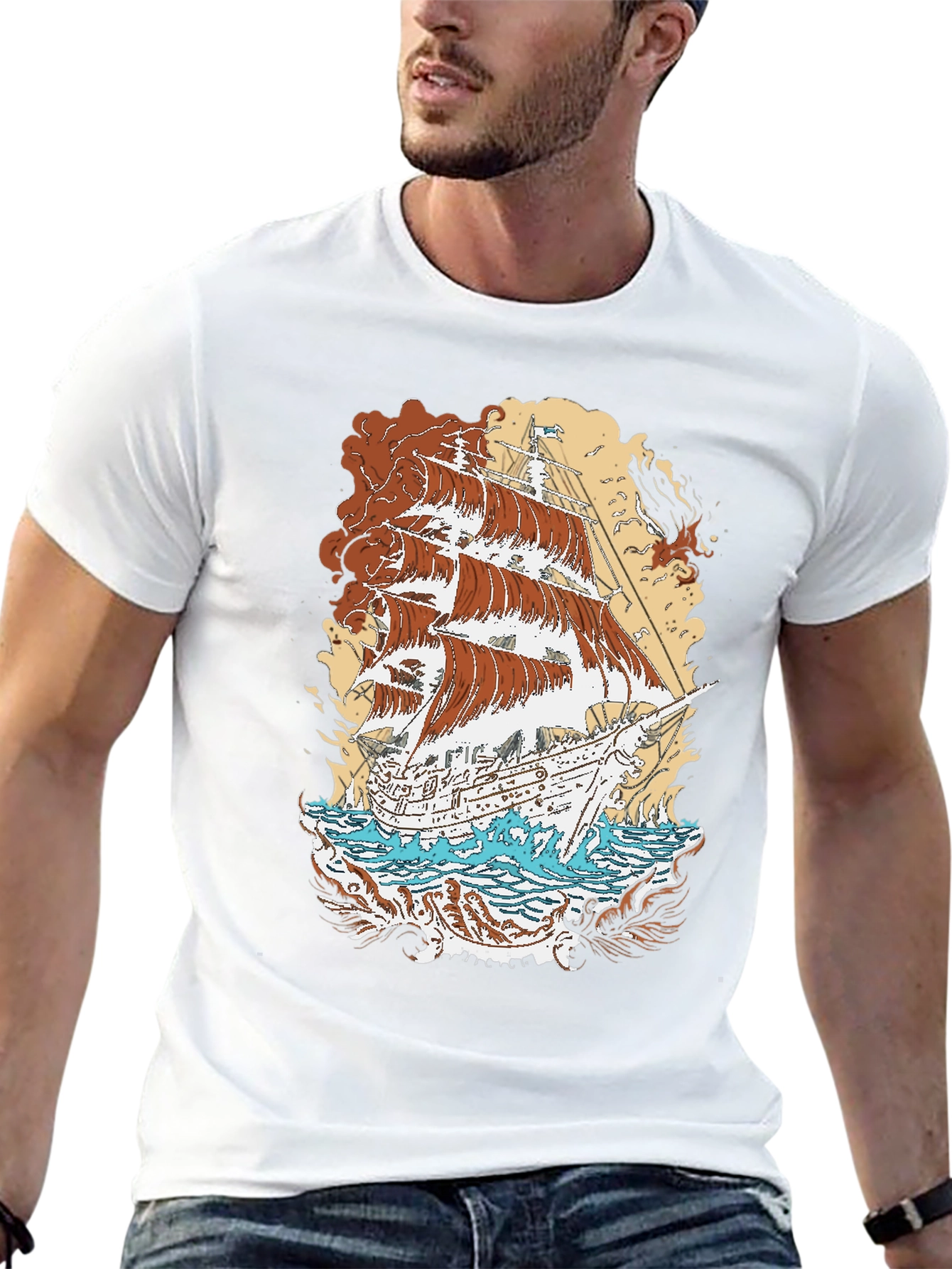 Vintage Ship Graphic T-Shirt