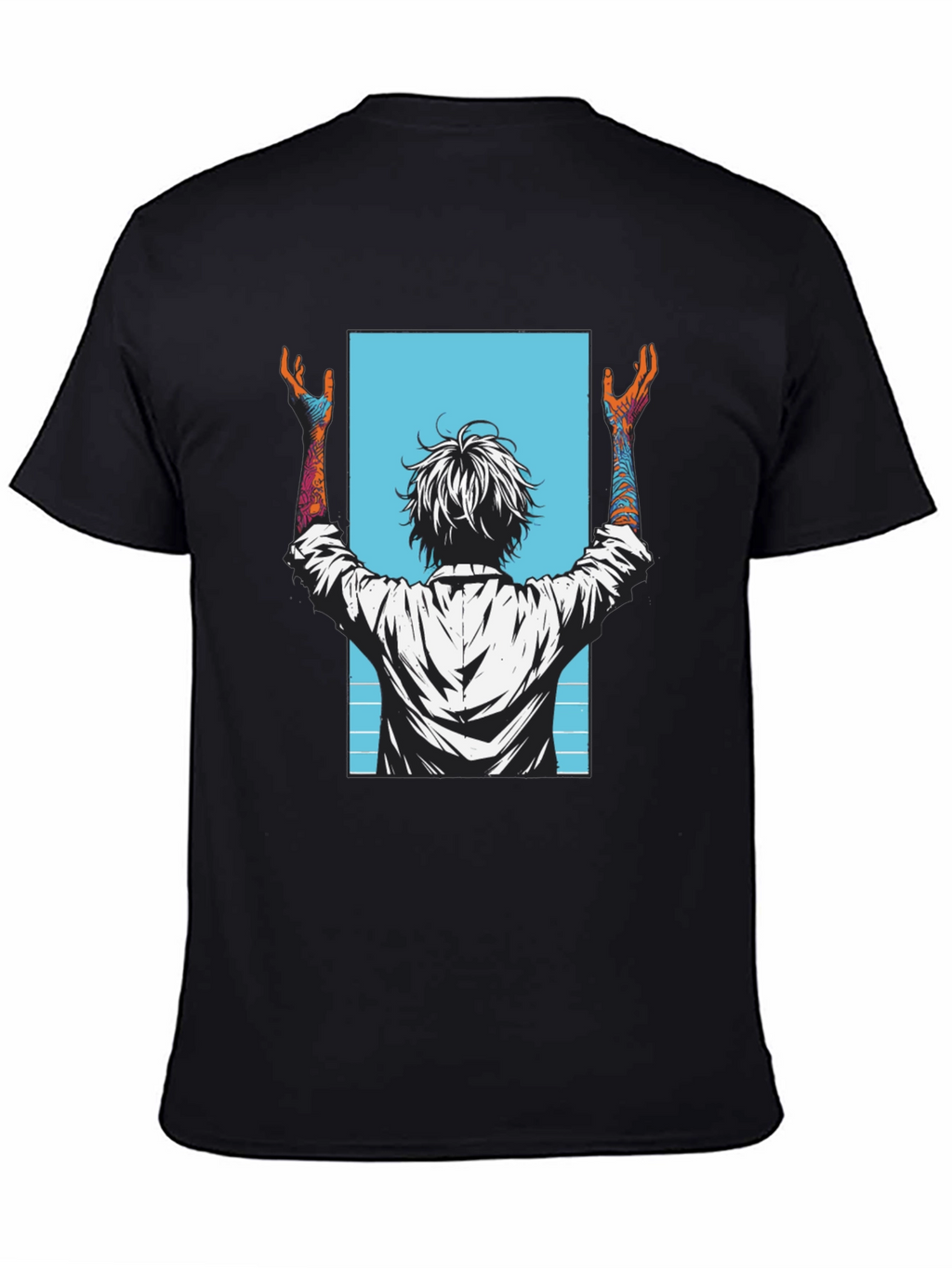 Graphic Tee - Anime Style Print - Black