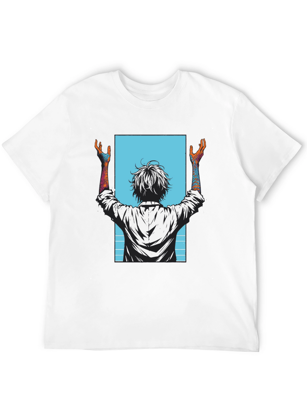 Graphic Tee - Anime Style Print - Black