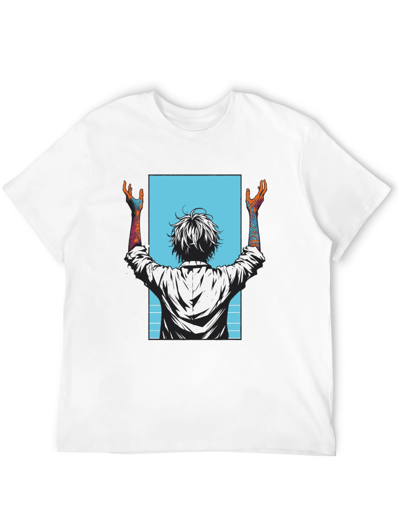 Graphic Tee - Anime Style Print - Black