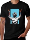 Graphic Tee - Anime Style Print - Black