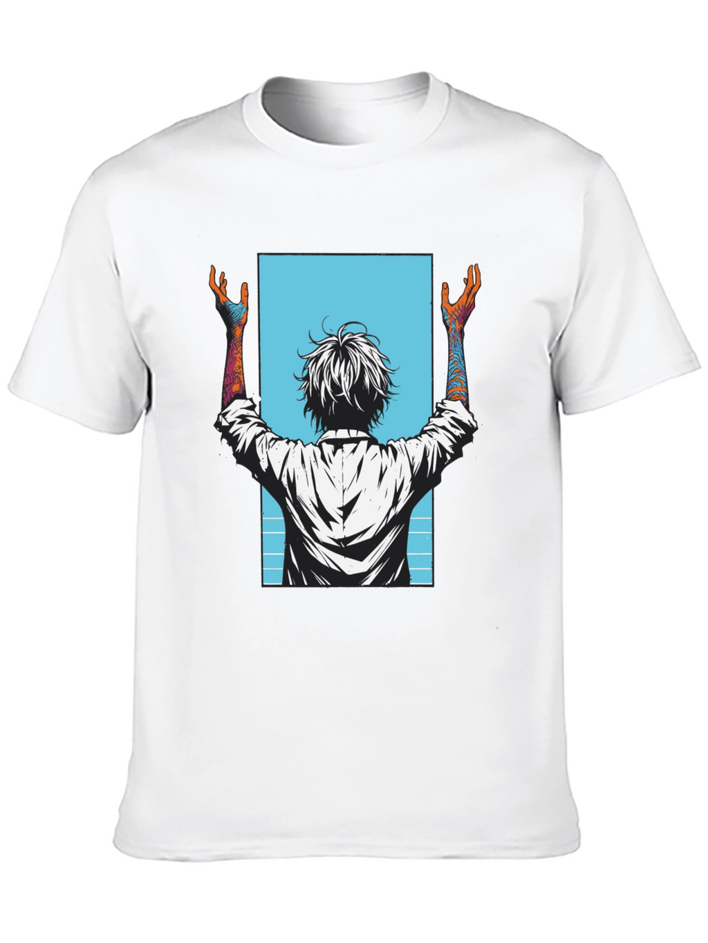 Graphic Tee - Anime Style Print - Black