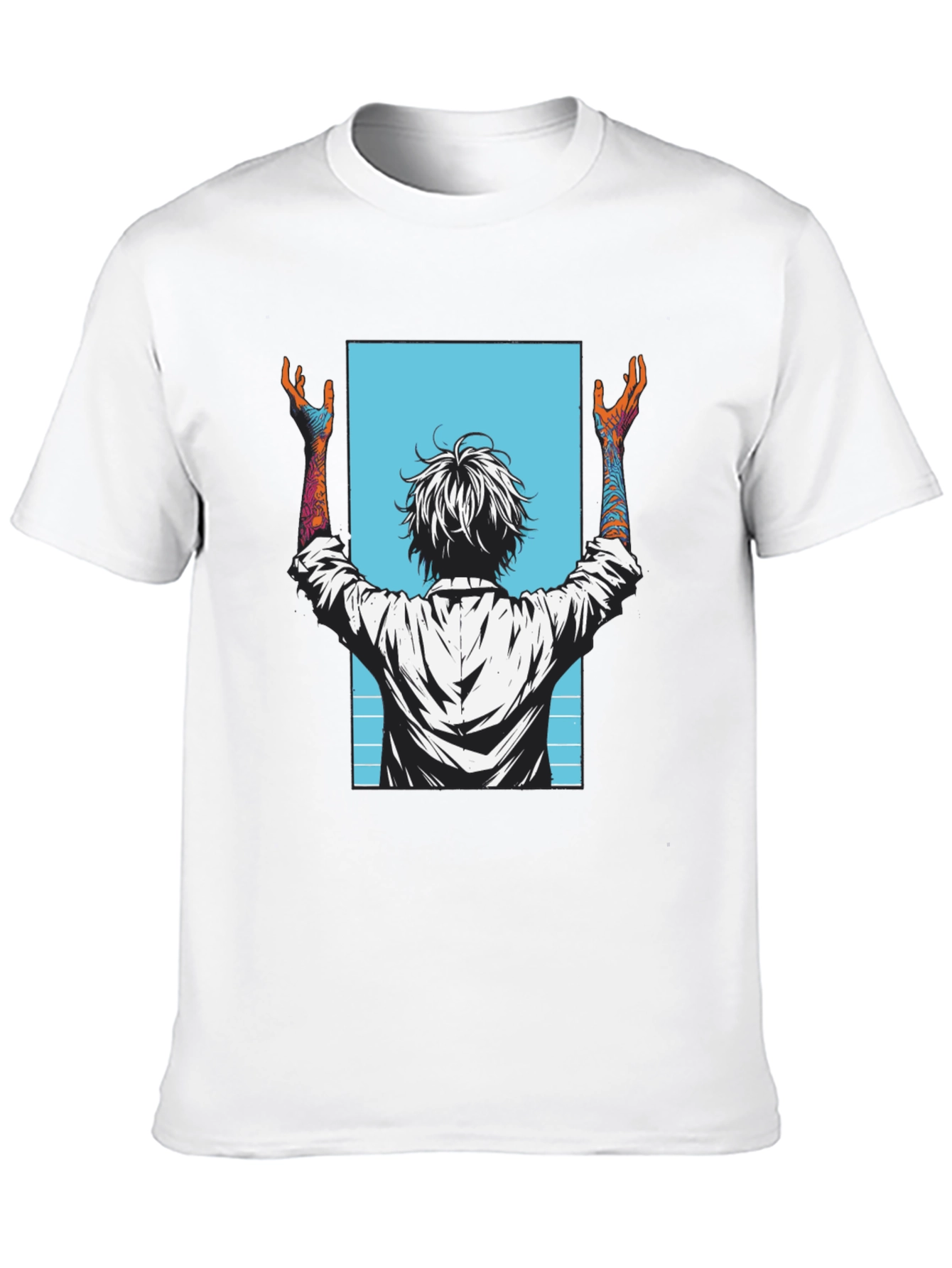 Graphic Tee - Anime Style Print - Black