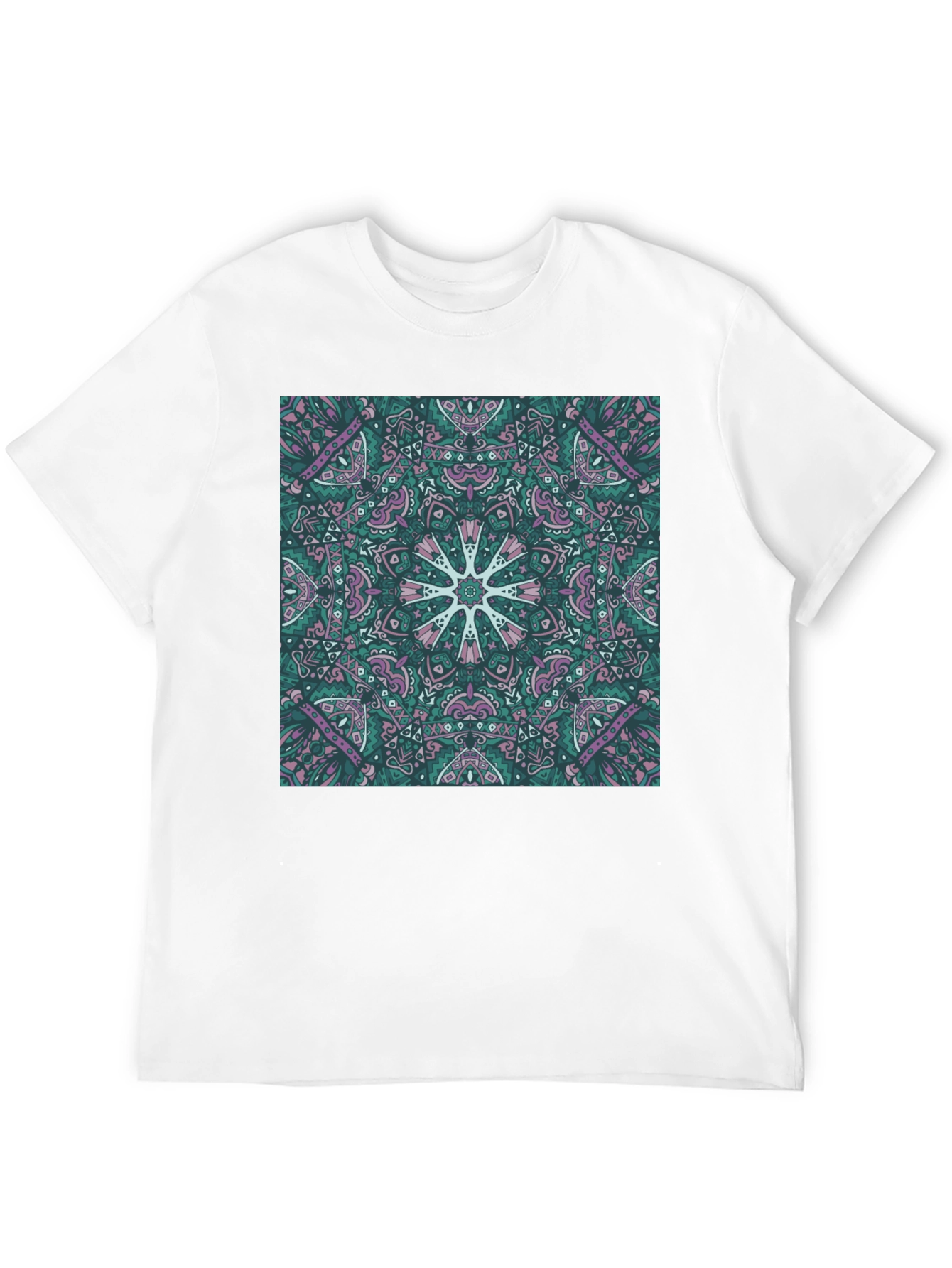 Abstract Mandala Print Black T-Shirt
