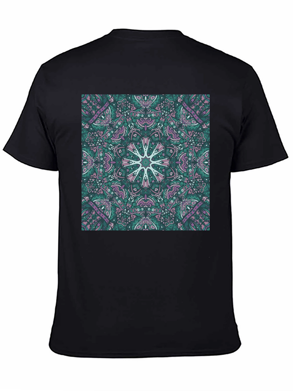 Abstract Mandala Print Black T-Shirt