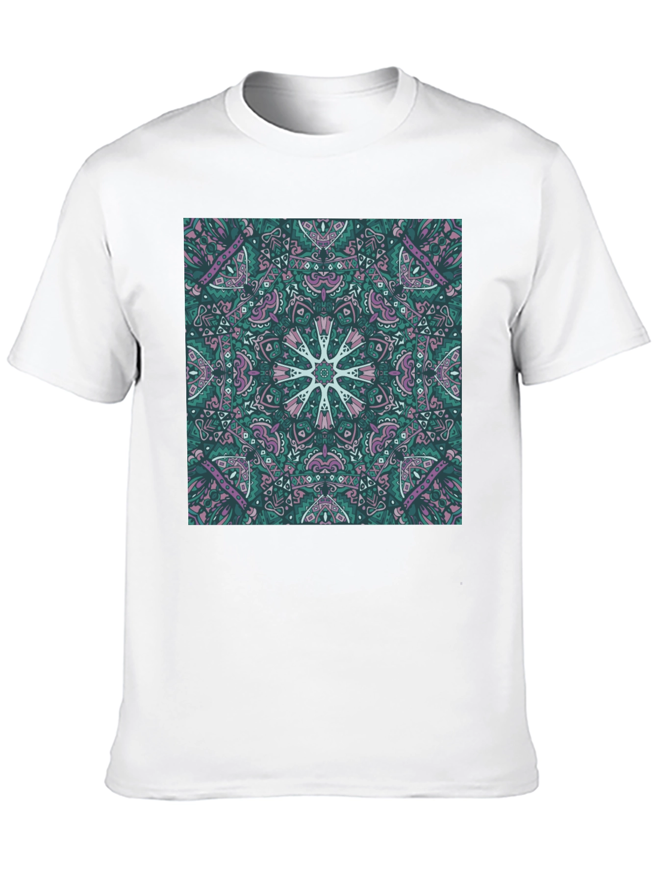 Abstract Mandala Print Black T-Shirt