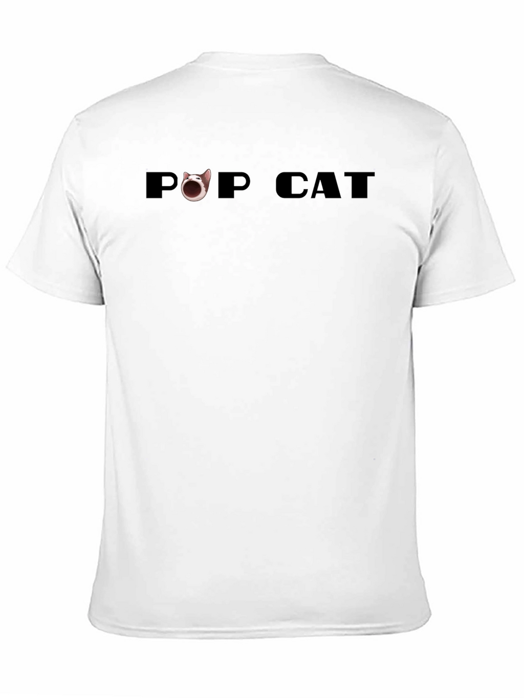Pop Cat Graphic Tee - Black Cotton Casual Shirt