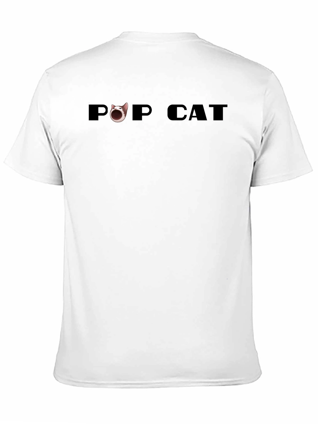 Pop Cat Graphic Tee - Black Cotton Casual Shirt