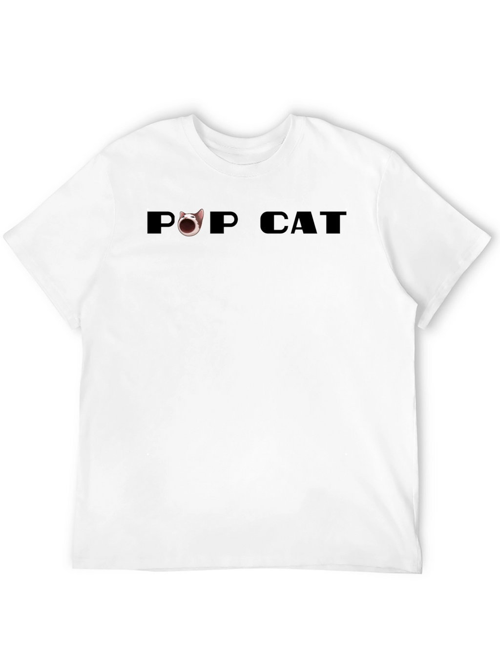 Pop Cat Graphic Tee - Black Cotton Casual Shirt