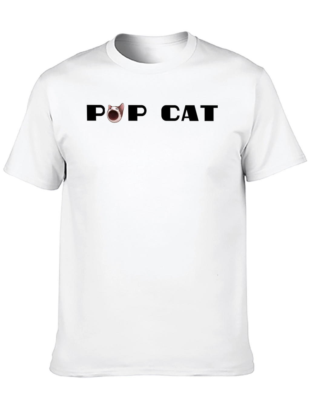 Pop Cat Graphic Tee - Black Cotton Casual Shirt
