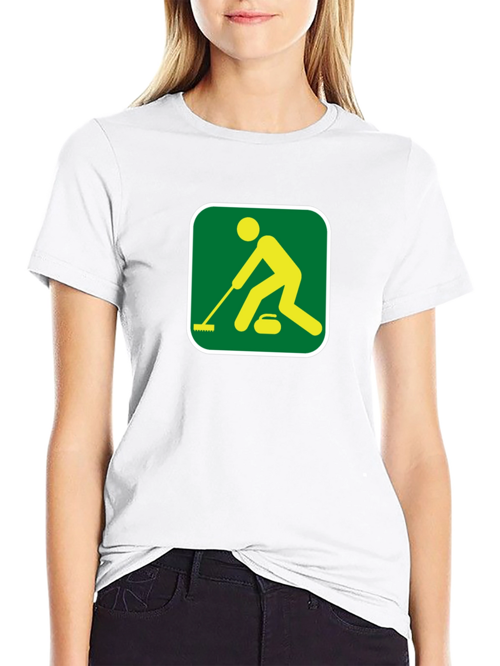 Curling Sport Graphic Tee - Black Cotton Shirt