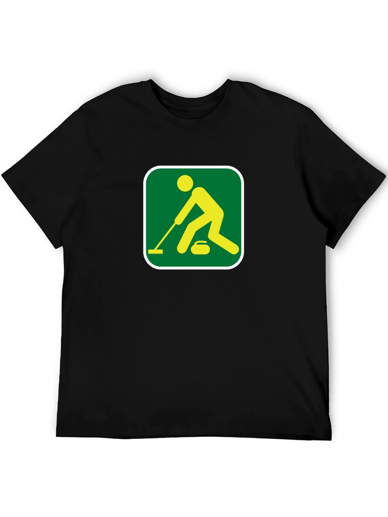Curling Sport Graphic Tee - Black Cotton Shirt