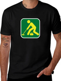 Curling Sport Graphic Tee - Black Cotton Shirt