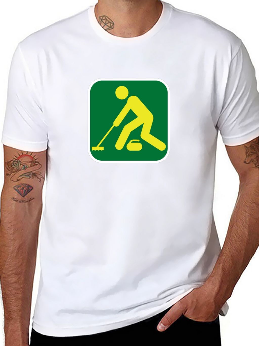 Curling Sport Graphic Tee - Black Cotton Shirt