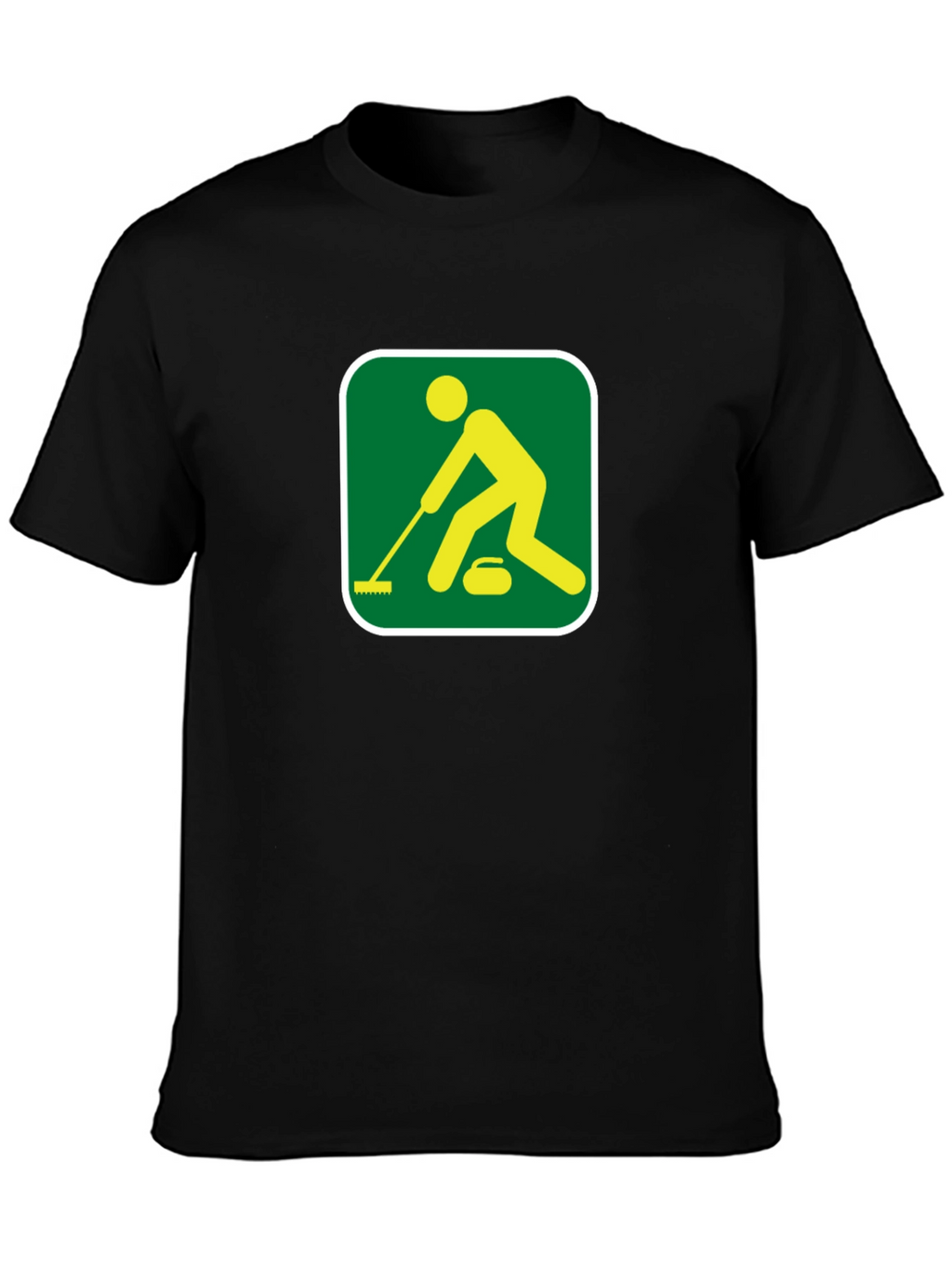 Curling Sport Graphic Tee - Black Cotton Shirt