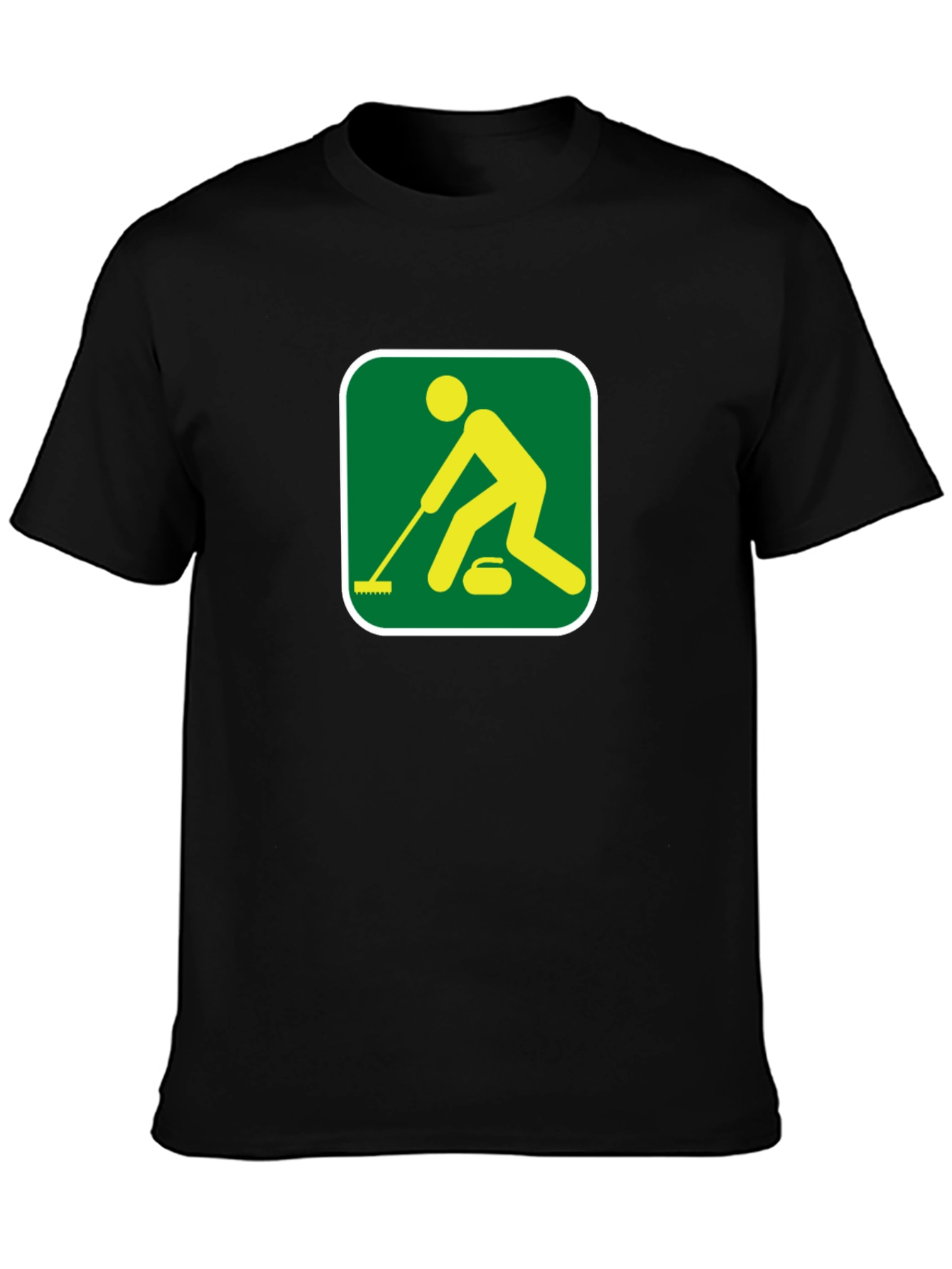 Curling Sport Graphic Tee - Black Cotton Shirt