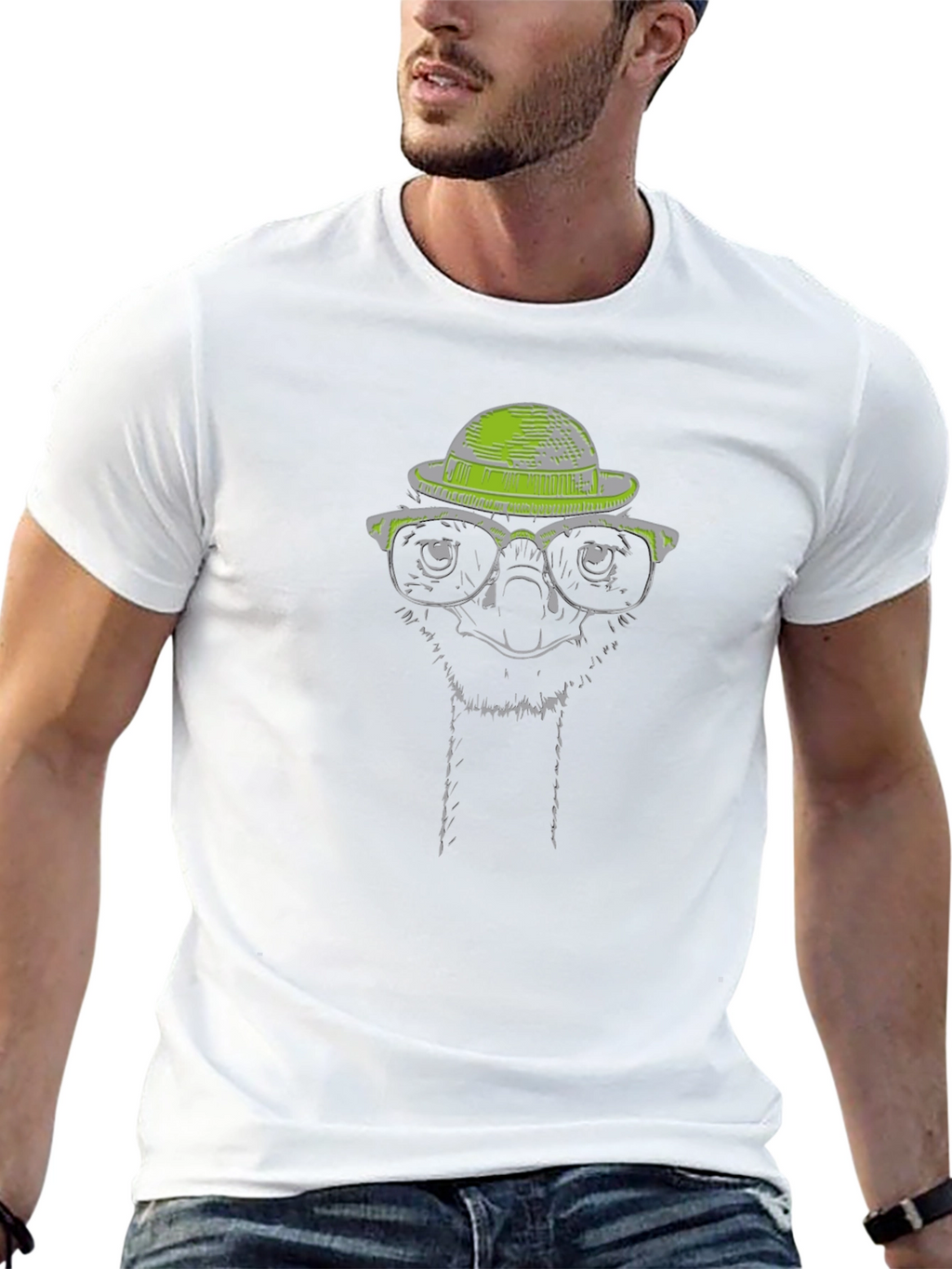 Cool Ostrich Graphic Tee - Quirky Animal Print