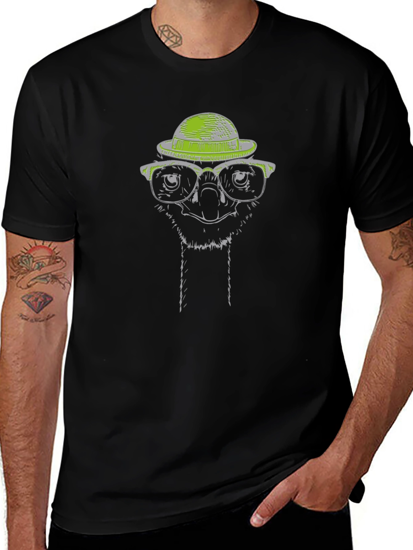 Cool Ostrich Graphic Tee - Quirky Animal Print