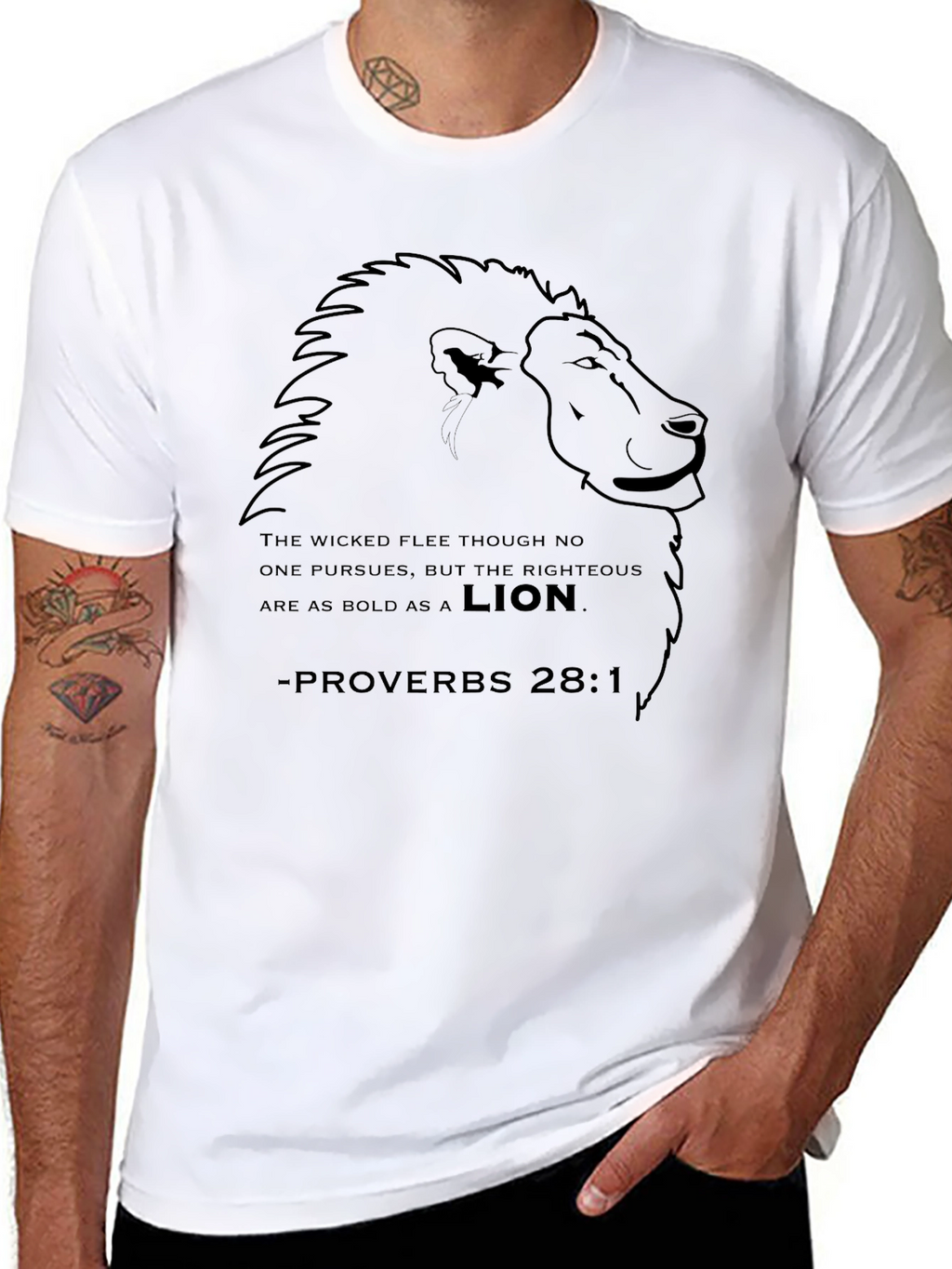 Lion Proverbs 28:1 Christian T-Shirt