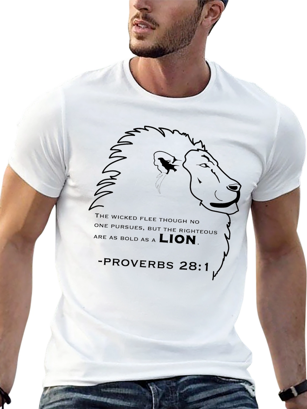 Lion Proverbs 28:1 Christian T-Shirt