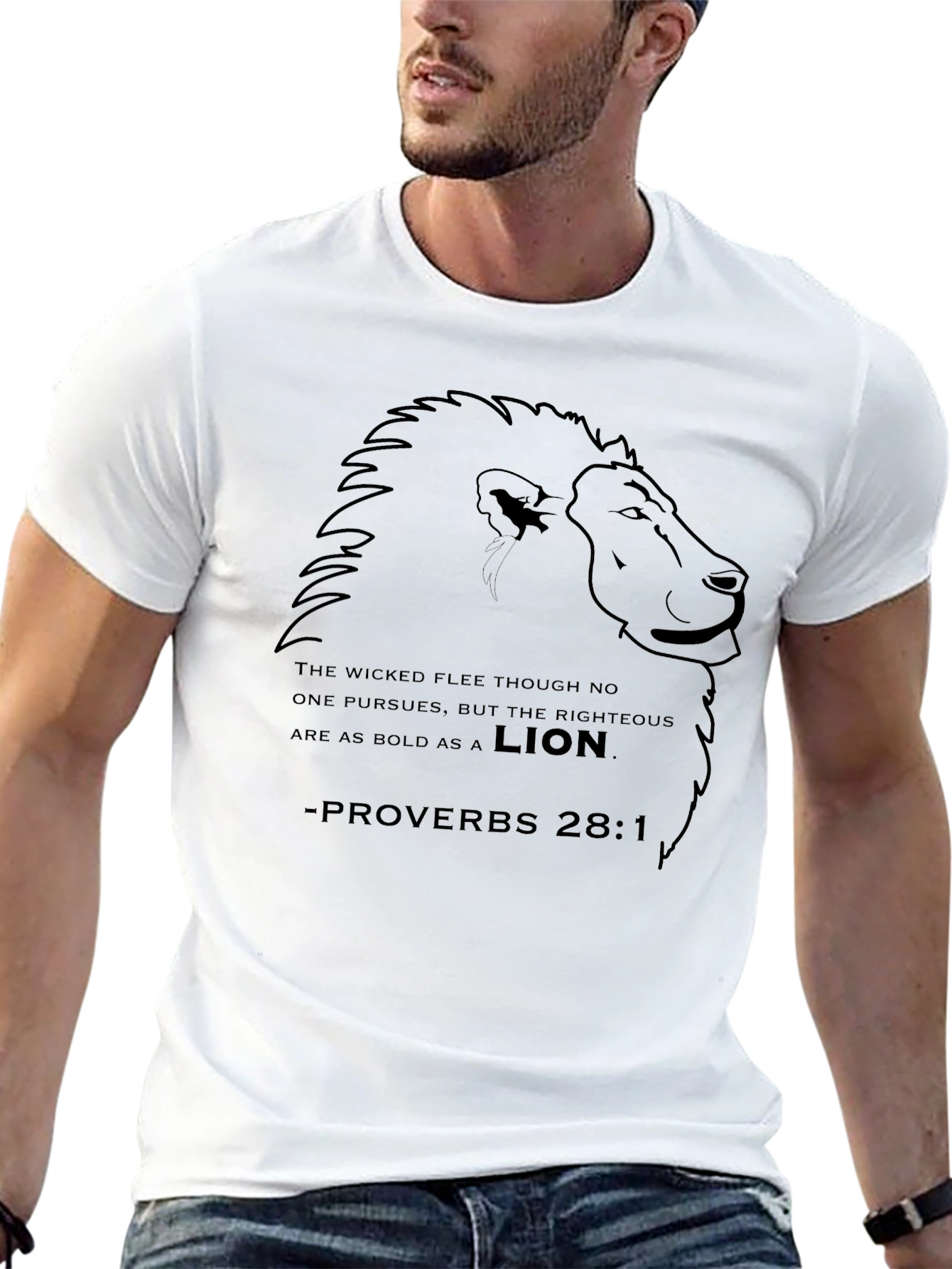 Lion Proverbs 28:1 Christian T-Shirt