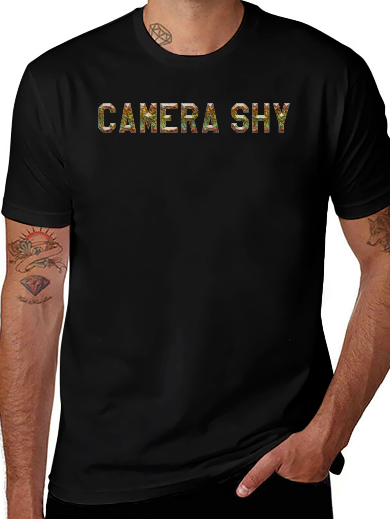 Camera Shy Graphic Print Mens T-Shirt