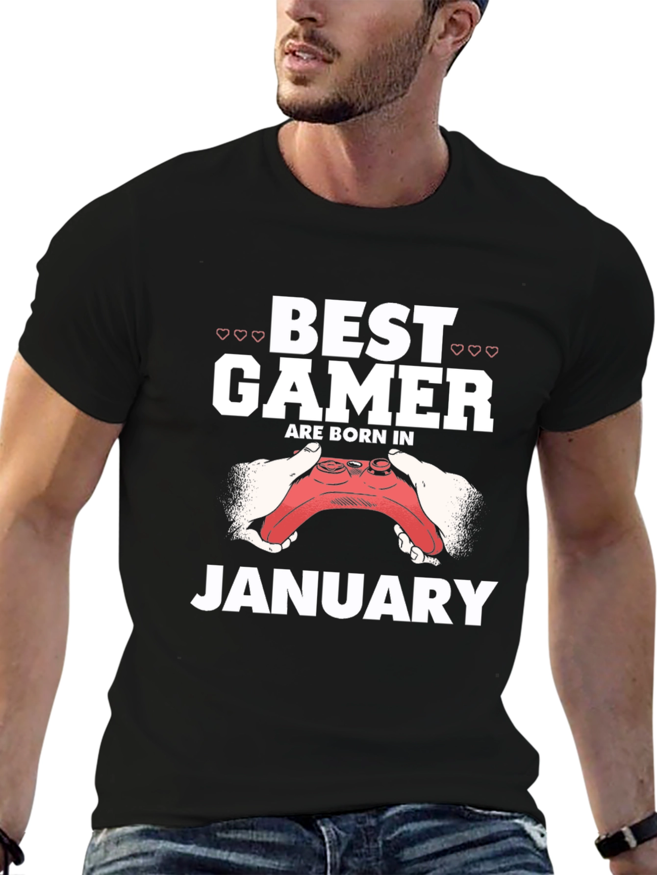 Best Gamer Born in January Black T-Shirt